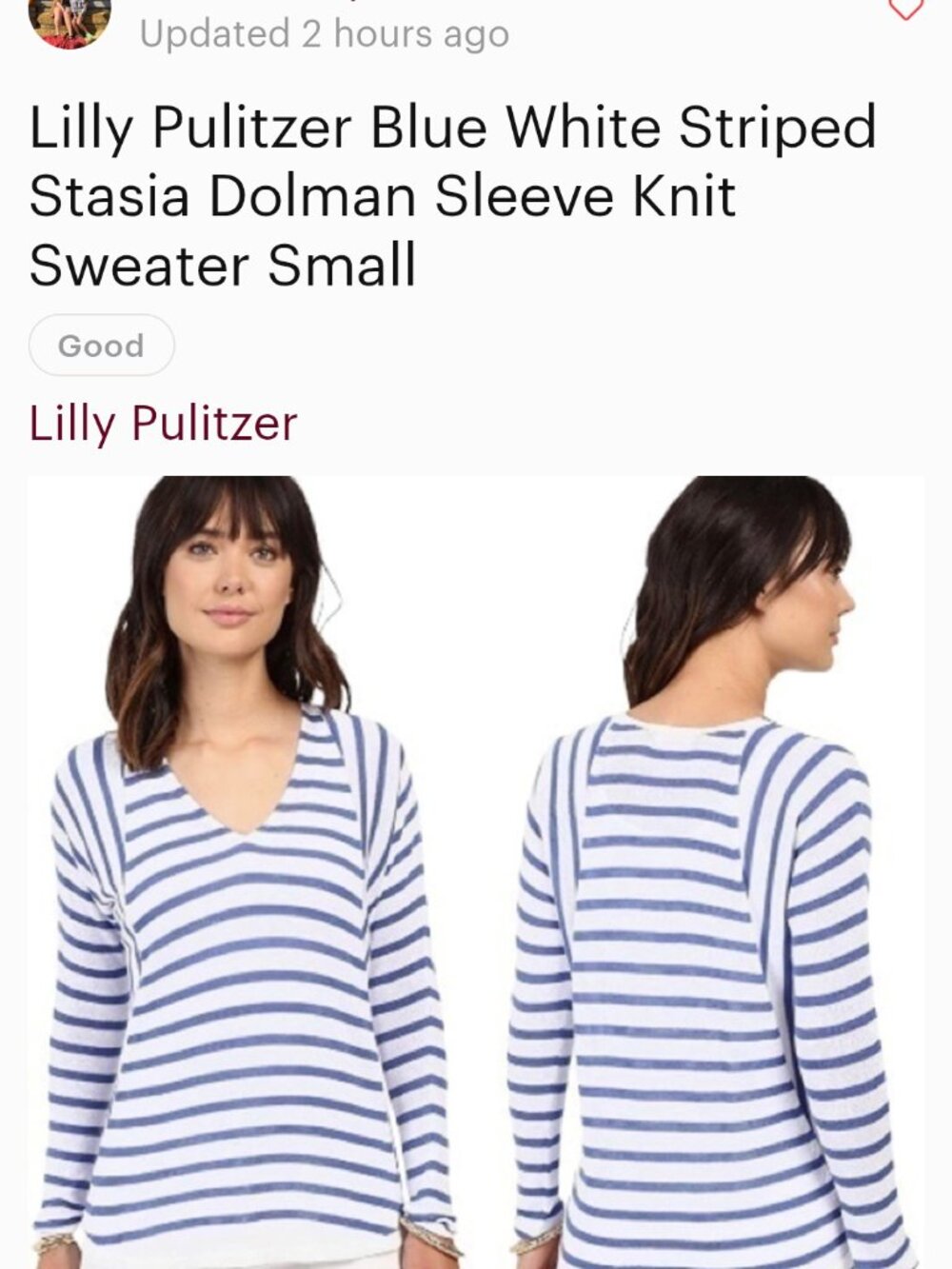 Lilly Pulitzer Stasia Sweater in Iris Blue Stripe